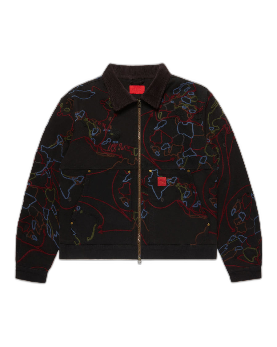 Popular Fugazi CHAIN STITCH TRADE ROUTE WORK JACKET BLACK