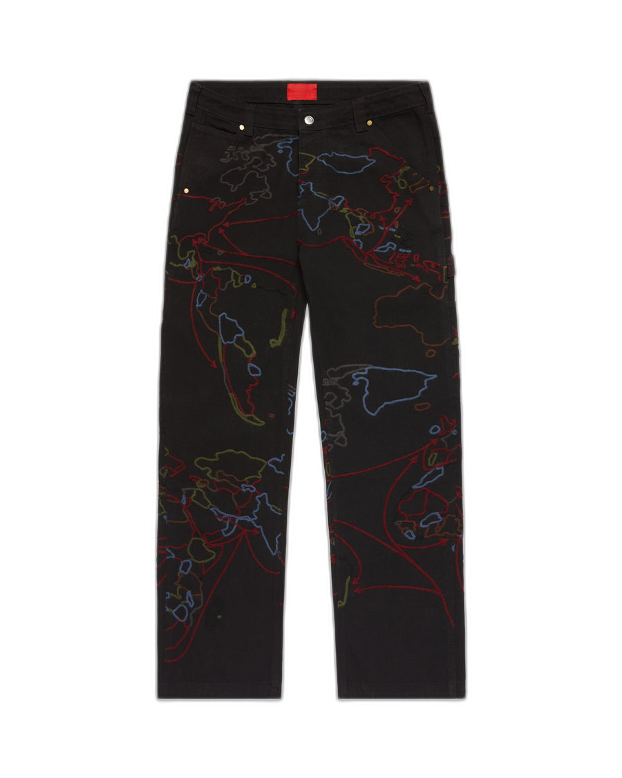 Popular Fugazi CHAIN STITCH TRADE ROUTE WORK PANTS BLACK