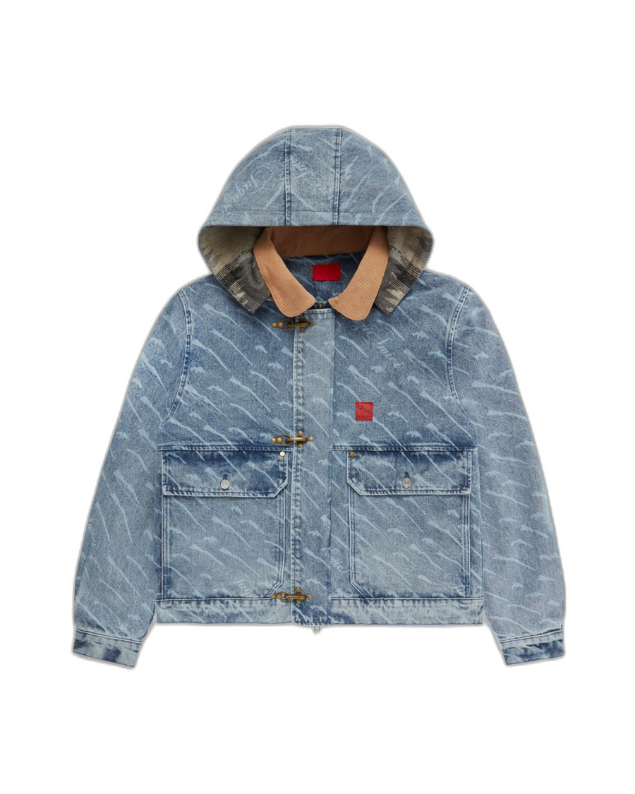 Popular Fugazi ROGUE HOODED DENIM WORK JACKET