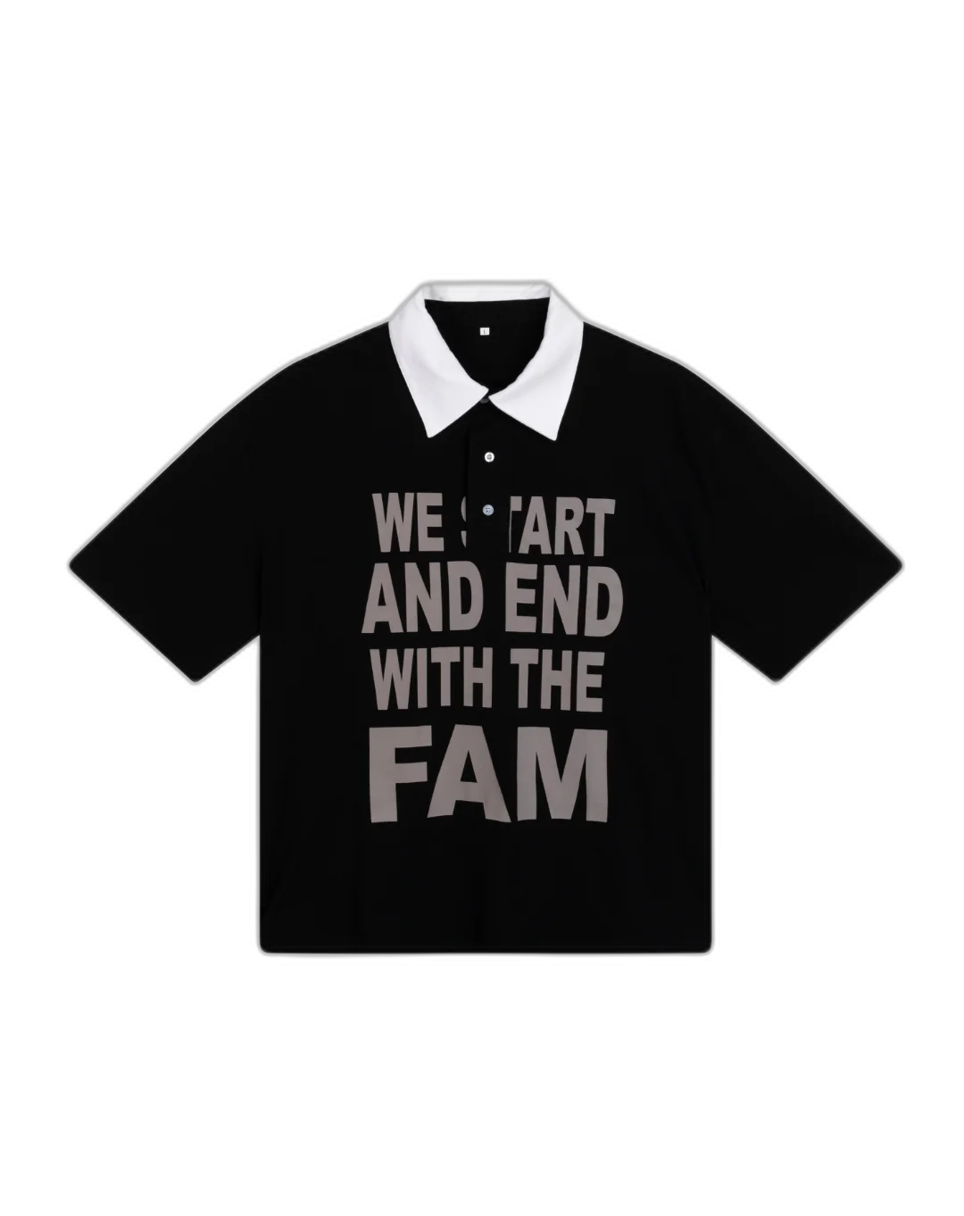 Popular La Fam Amsterdam BLACK WE START AND END WITH THE FAM POLO