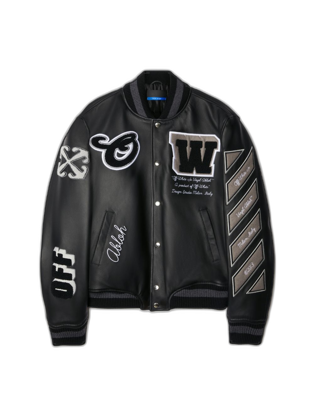 Popular Off-White Full Leather Varsity Jacket